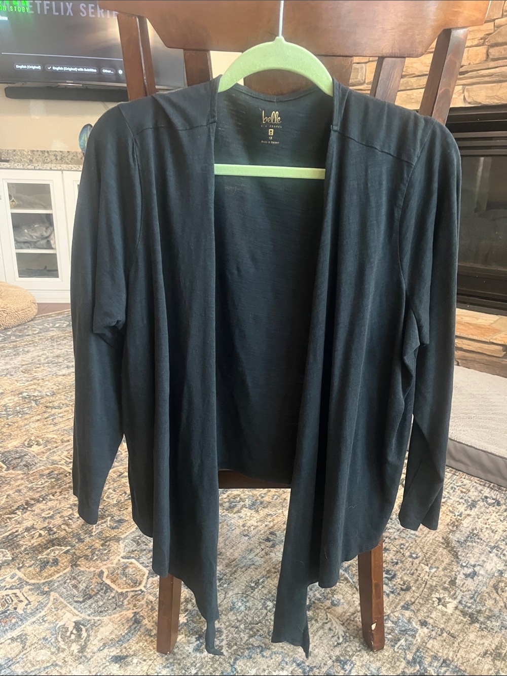 Belle Kim Gravel Black Open-Front Lightweight Jacket